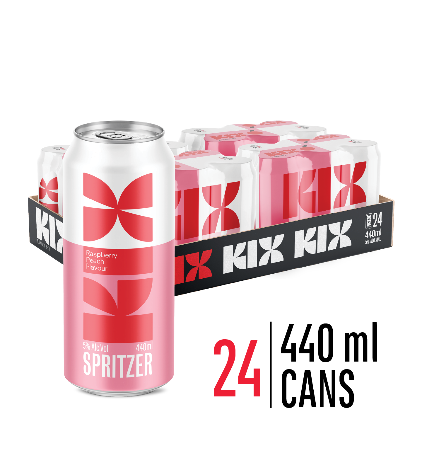 KIX RASPBERRY PEACH SPRITZER | 24 x 440ml CAN | 5% Alc. Vol