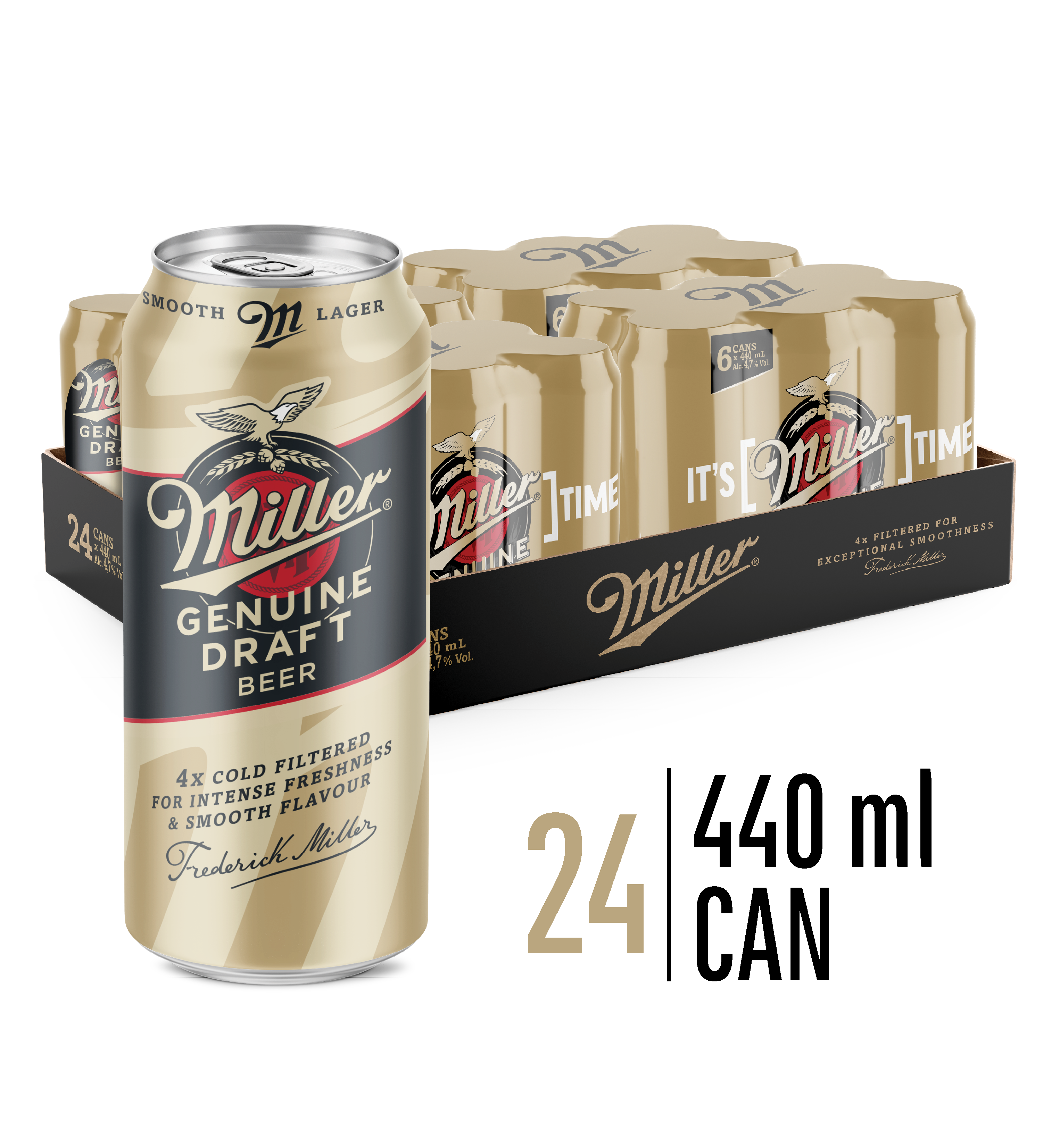 Miller Genuine Draft | 24 x 440ml CANs | 4.7% ALC/VOL – Devil's